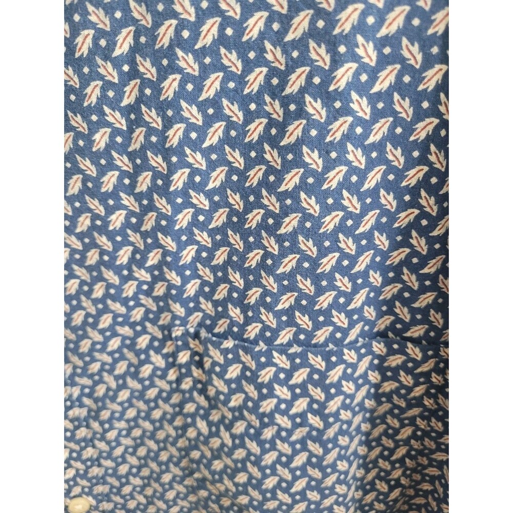 J.Crew Secret Wash Shirt XL Blue Print Organic Cotton Short Sleeve Button Up - Picture 4 of 7